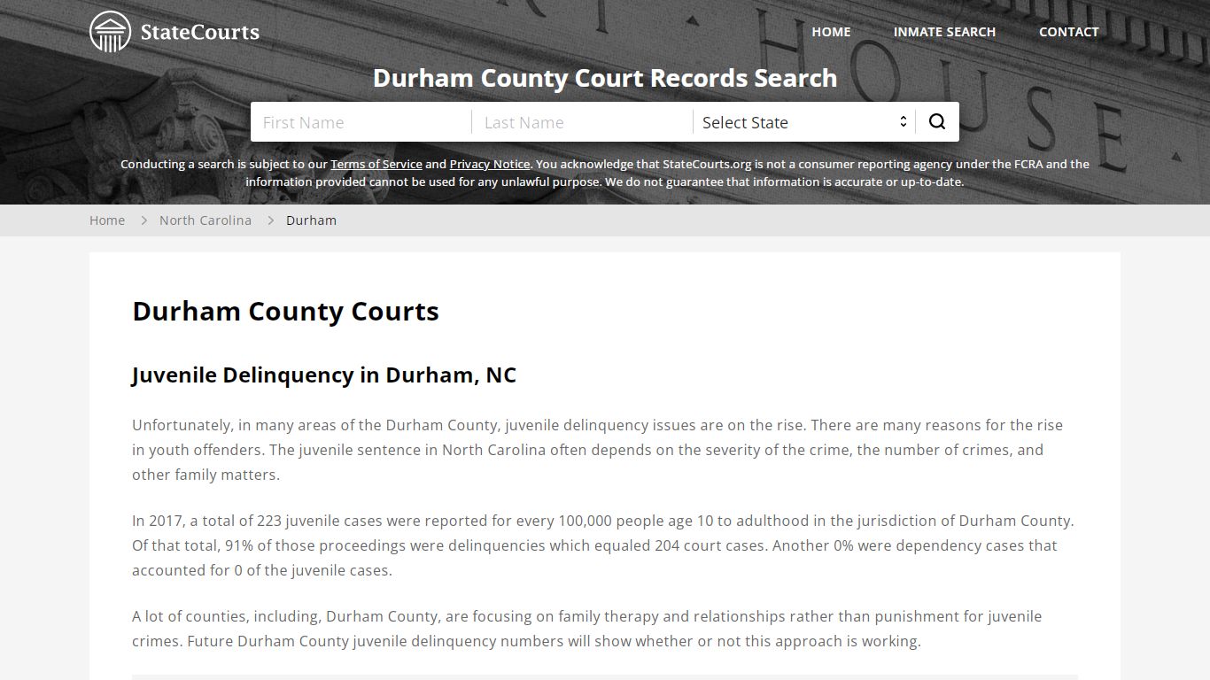 Durham County, NC Courts - Records & Cases - StateCourts